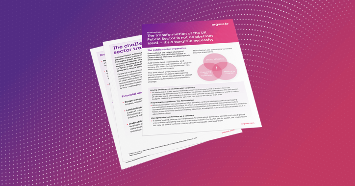 A preview image of the briefing paper titled 'The transformation of the UK Public Sector is not an abstract ideal – it’s a tangible necessity'